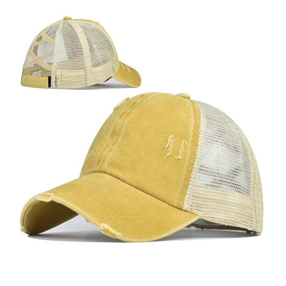 Yellow Distressed Trucker Hat